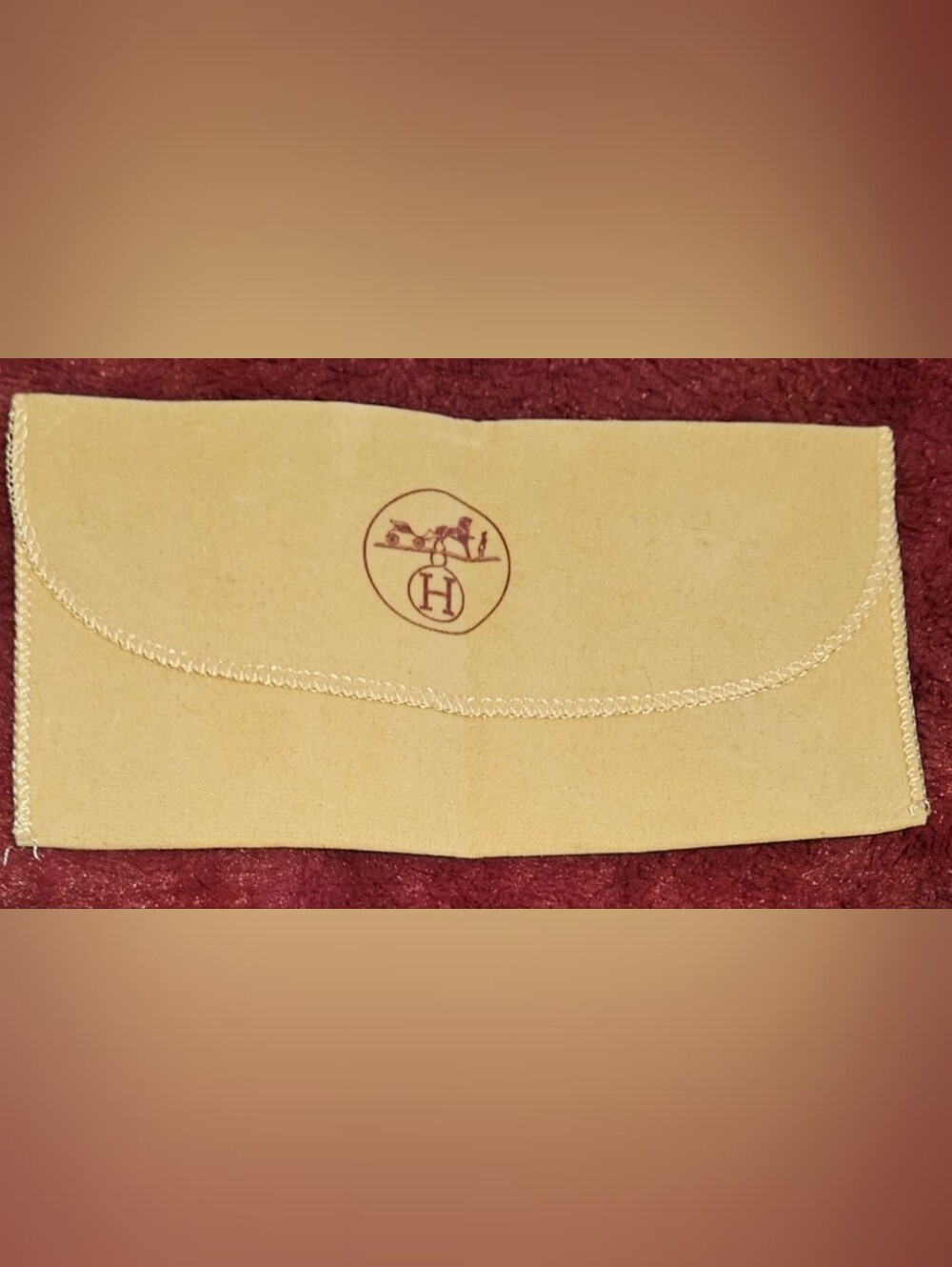 Vintage Hermès Velveteen Envelope Dust Bag Wallet Scarf Jewelry Pouch 8.5"x4.5"